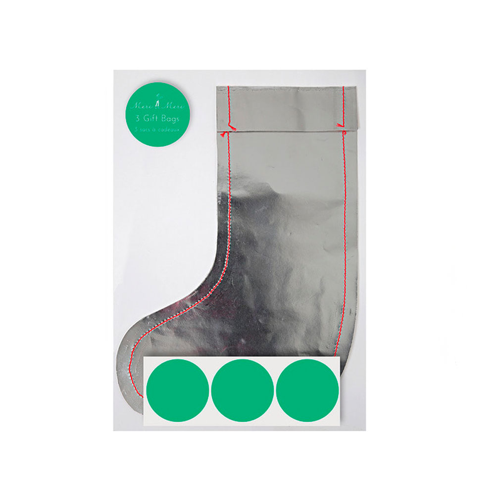 meri meri ♥Small Silver Stocking Gift Bags(44-0150)